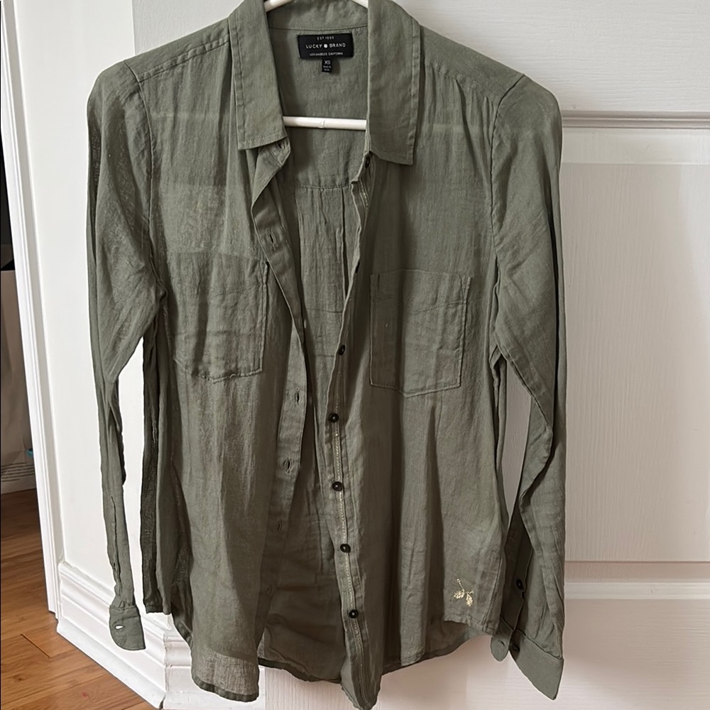 Lucky Brand Lightweight Olive Green Shirt Jacket